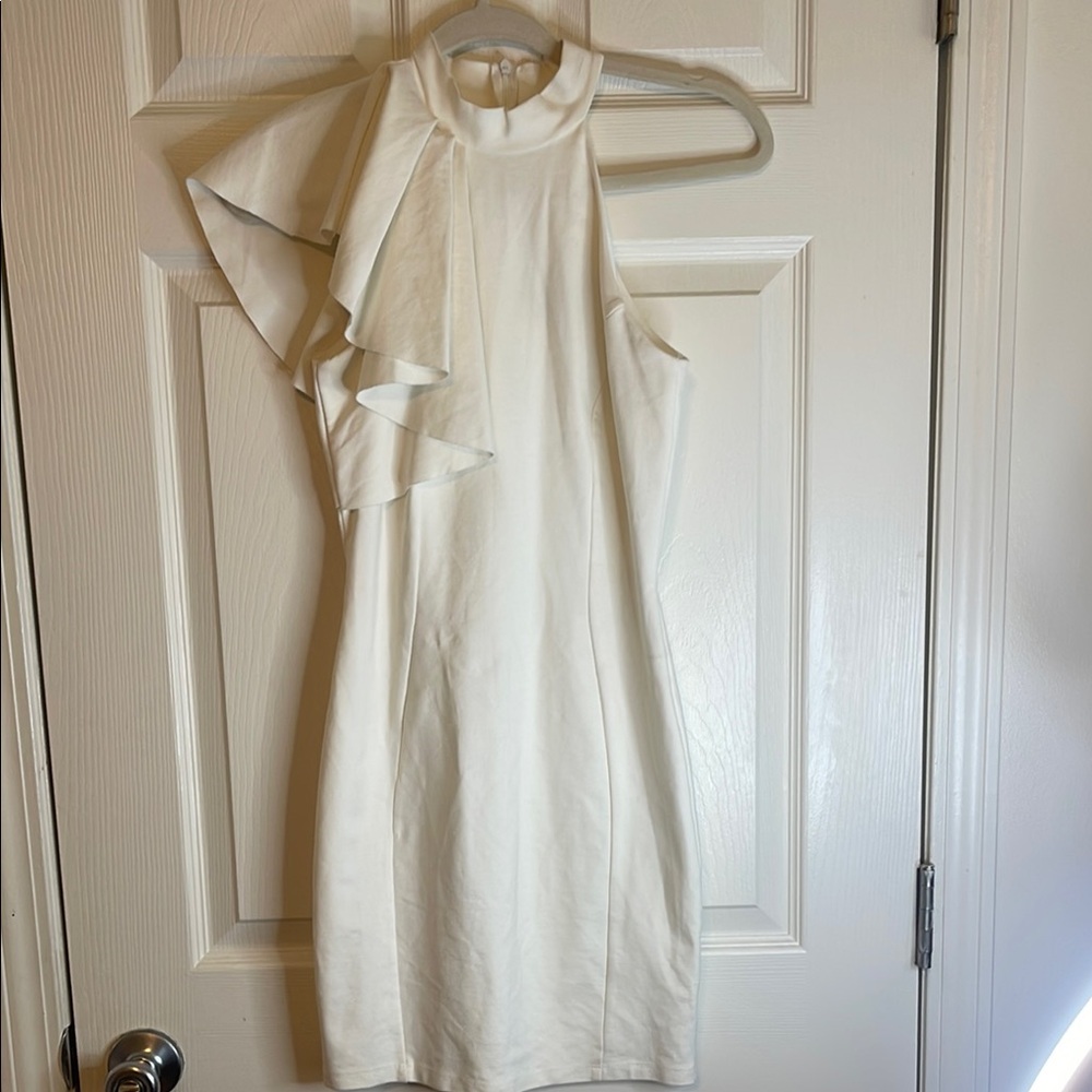 Lulu's Elegant One Shoulder Cream Dress